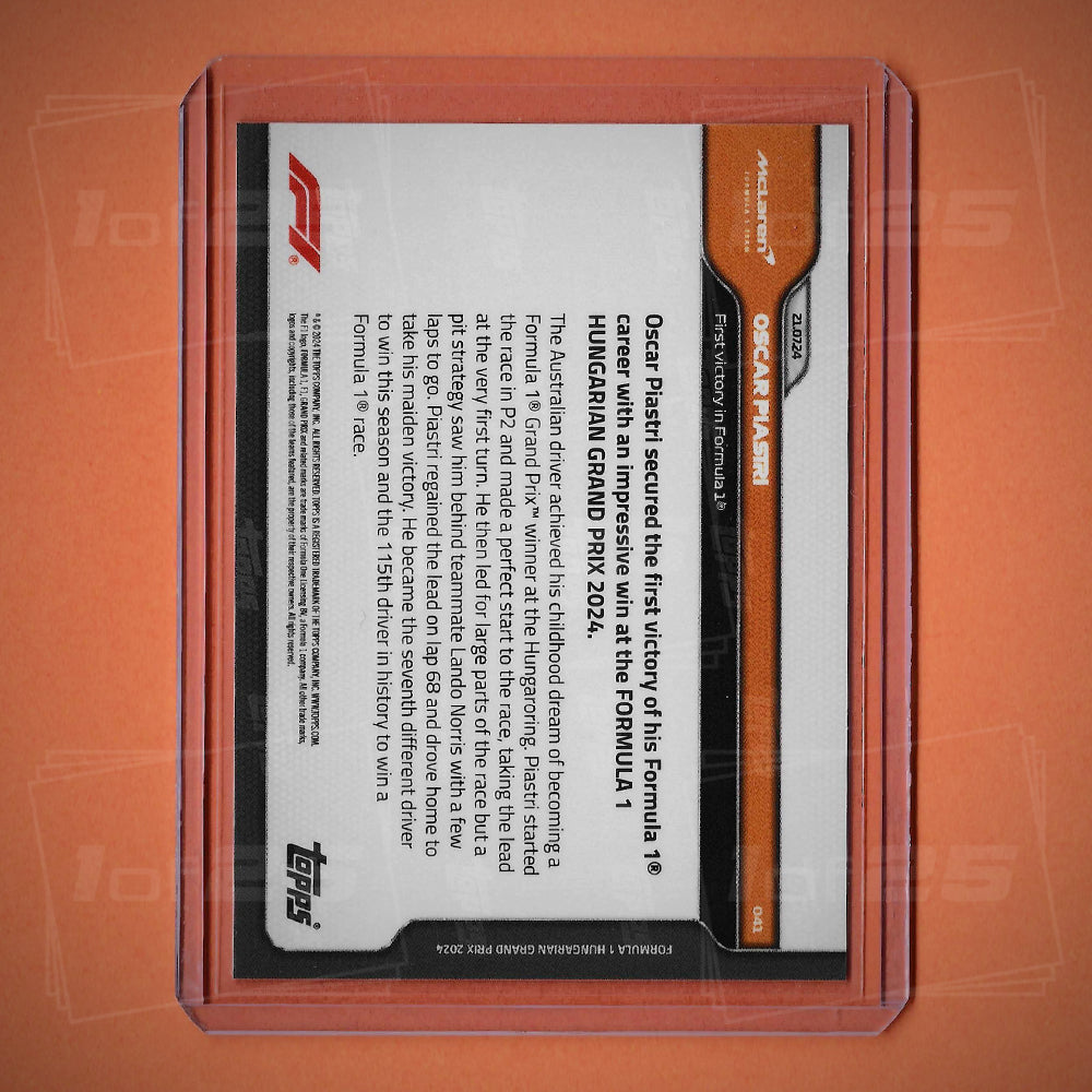 F1 2024 Topps NOW Oscar Piastri #41 First Formula One Race Victory