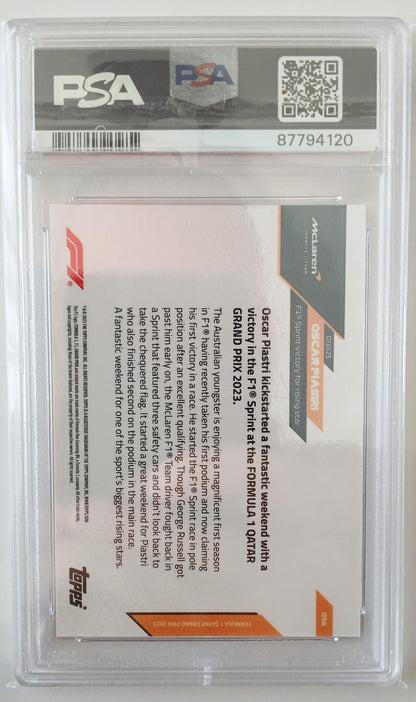 F1 2023 Topps NOW Oscar Piastri #56 PSA 10 First Sprint Victory Rising Star